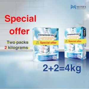 Dishwasher Salt, 2 × 2 kg, Limescale Protection, MOSES Salt (4KG)